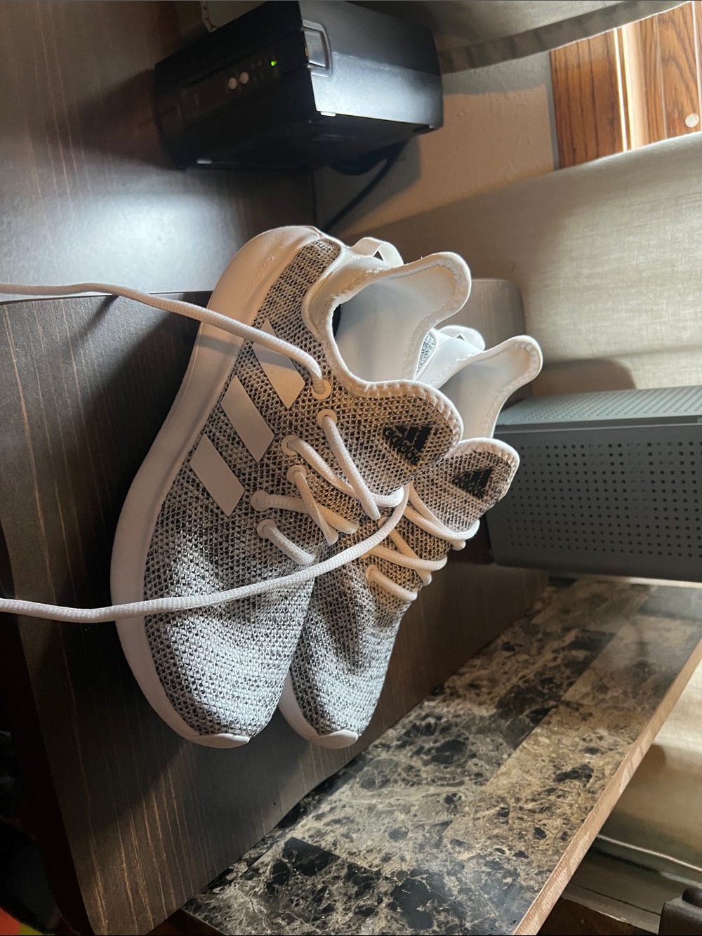 adidas Women’s 6 White and Gray Knit Athletic Sneakers